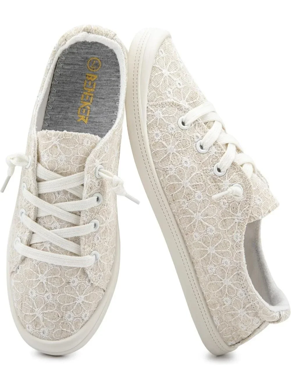 Womens Beige Canvas Slipon Canvas Sneaker Low Top Walking Shoes Fashion Sneakers